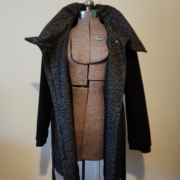 Nicole by Nicole Miller Poly Acrylic Rayon Cotton & Wool Blend Belted Peacoat - Picture 5 of 12